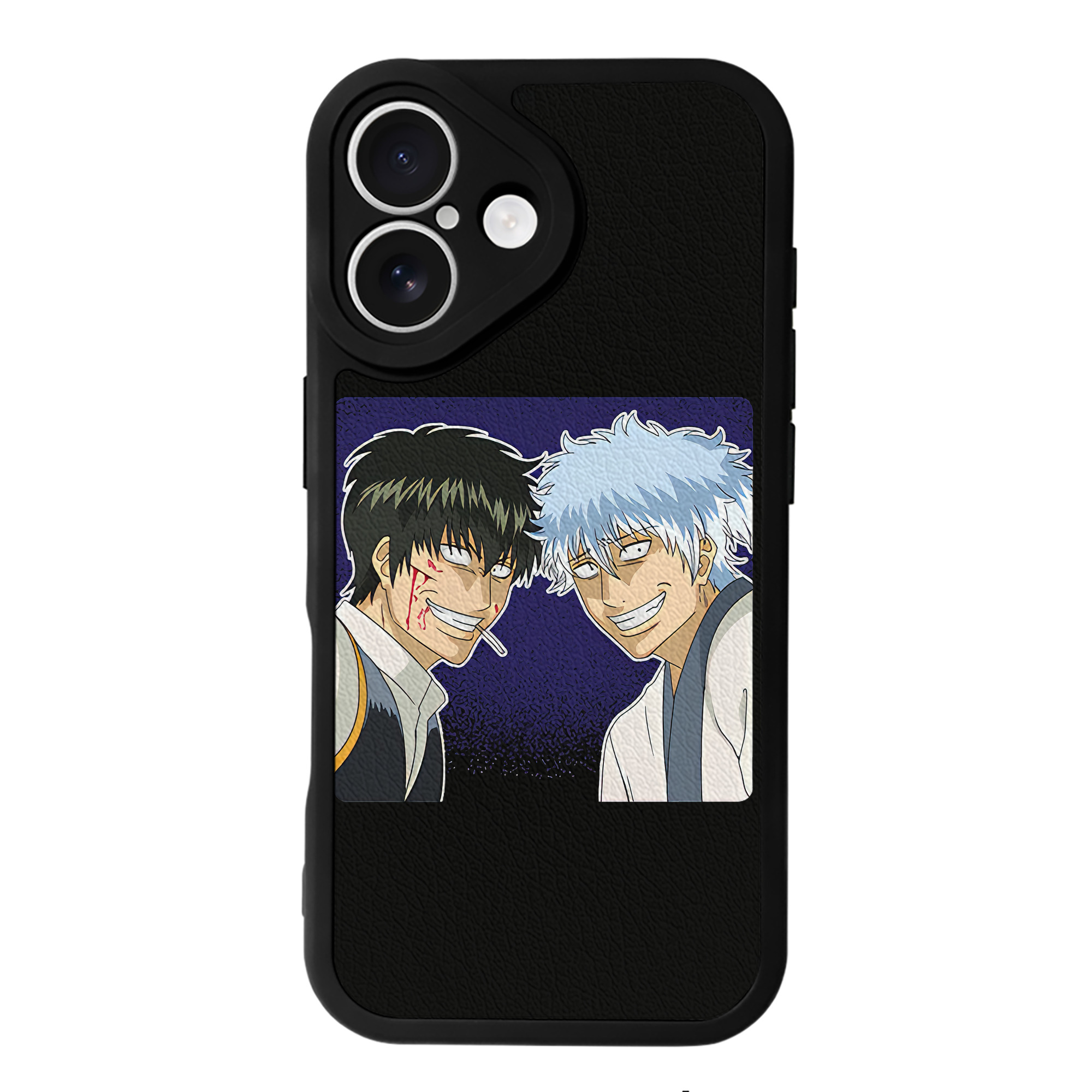 （画像用） ぎんたま 坂田銀時（さかたぎんとき） 神楽 志村新八（しむら しんぱち） GINTAMA Sakata Gintoki Kagura Shimura Shinpachi 【iPhone 16シリーズ対応】シリコンスマホケース（レザー調） 材質：シリコン